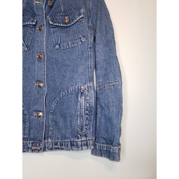 Vtg First Issue Womens S Jean Jacket Long Sleeve Button Front Blue Denim Cotton - Picture 3 of 6